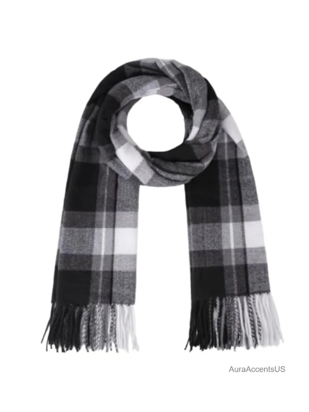 Winter Plaid Scarf Shawl Wrap Lightweight 100% Polyester Fringe Tassel